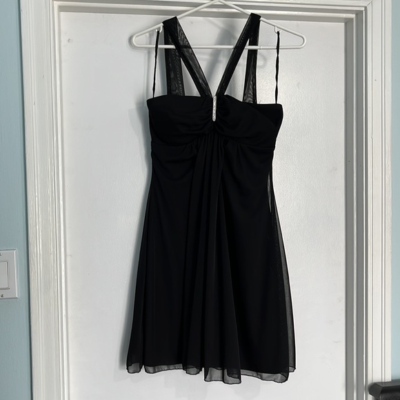 Little black dress with shire layer and bling - Picture 4 of 4